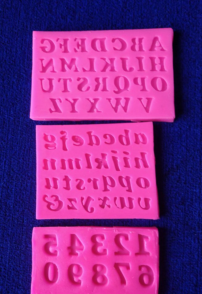 Molde silicona abecedario de 1cm mayúscula minúscula y números