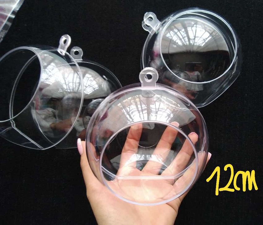 Esfera o burbuja transparente de 12cm con agujero y base para decorar