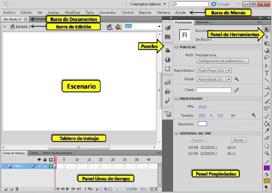 Vídeo tutoriales aprender a usar Adobe Flash Cs5