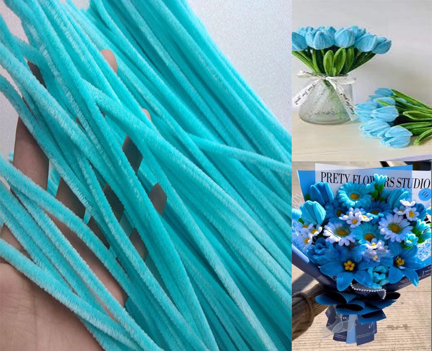 Chelines Gamuzados Tono Azul Aguamarina para Decoración de muñec