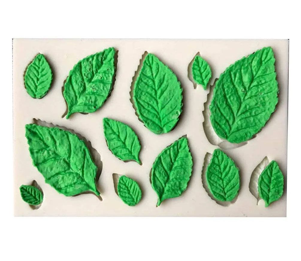 Molde silicona Hojas de árbol textura vegetal nervadoras floristería para pastel fondant y fimo 