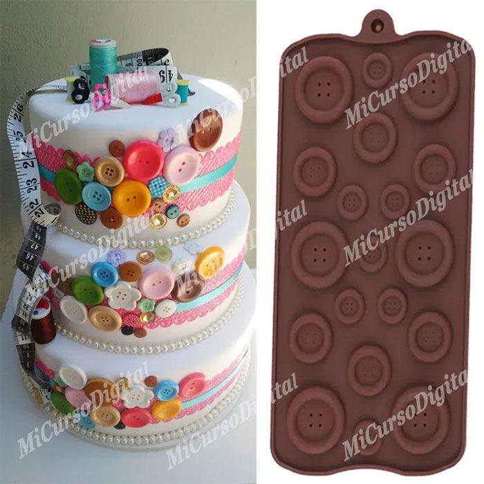 Molde silicona botones para fondant pastel chocolate tartas y fimo