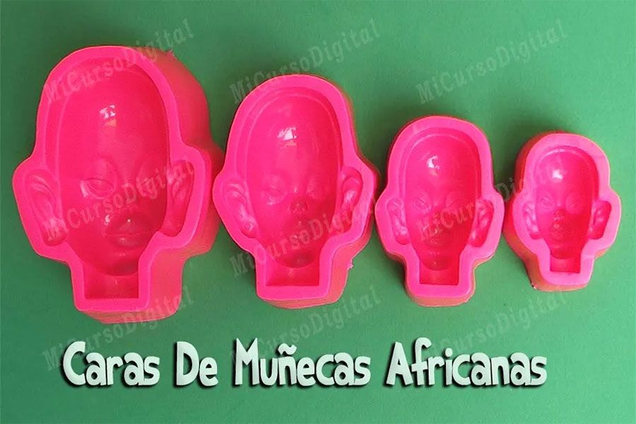 Molde  siliconado caras de muñecas africanas 
