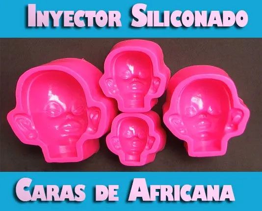 Molde siliconado caras de muñecas africanas para pastillaje pasta