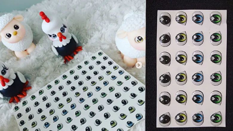 Ojos adhesivos Resinados de 7mm para muñecos y artesanías porcel