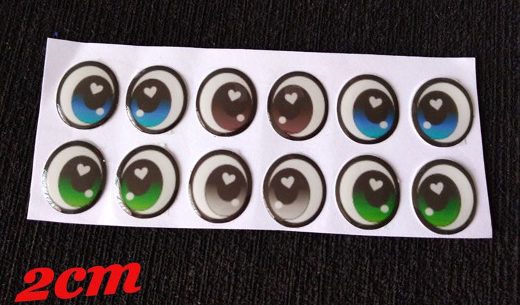 Ojos adhesivos resinados de 2cm para muñecos en fomy goma eva