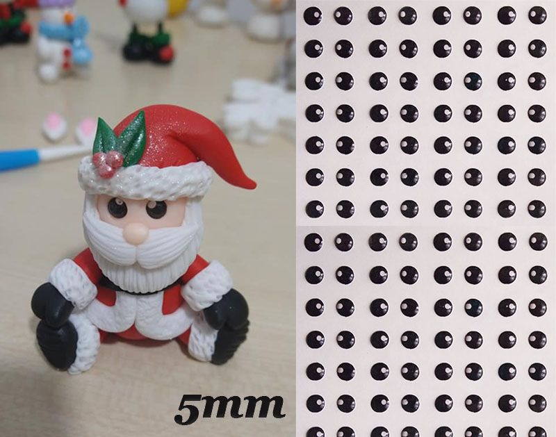 Ojos adhesivos resinados 3D de 5mm para muñecas en pasta fria foamy