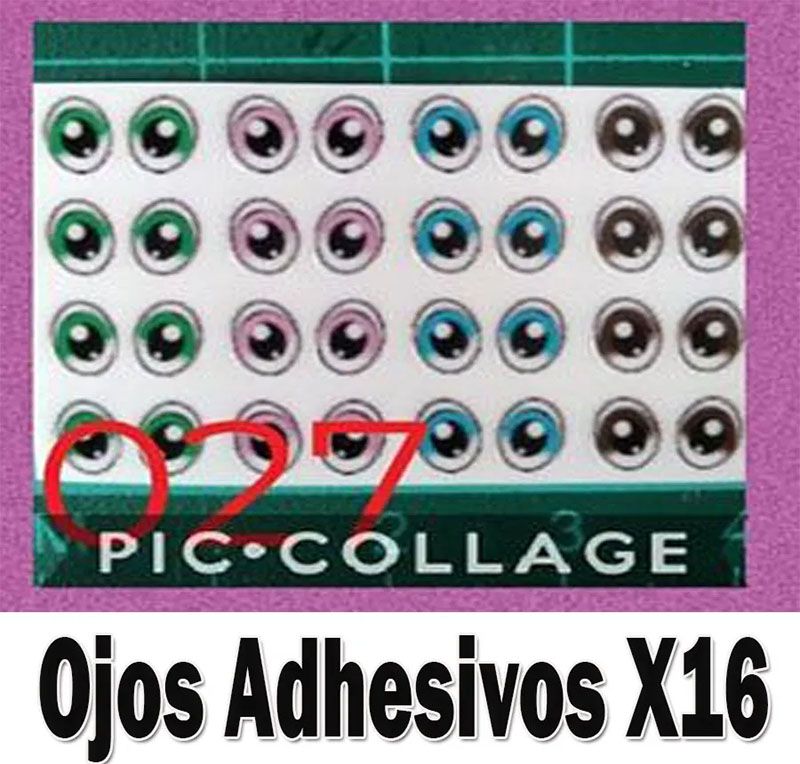 Set Ojos adhesivos #27 resinados efecto 3d para muñecos 16 pz