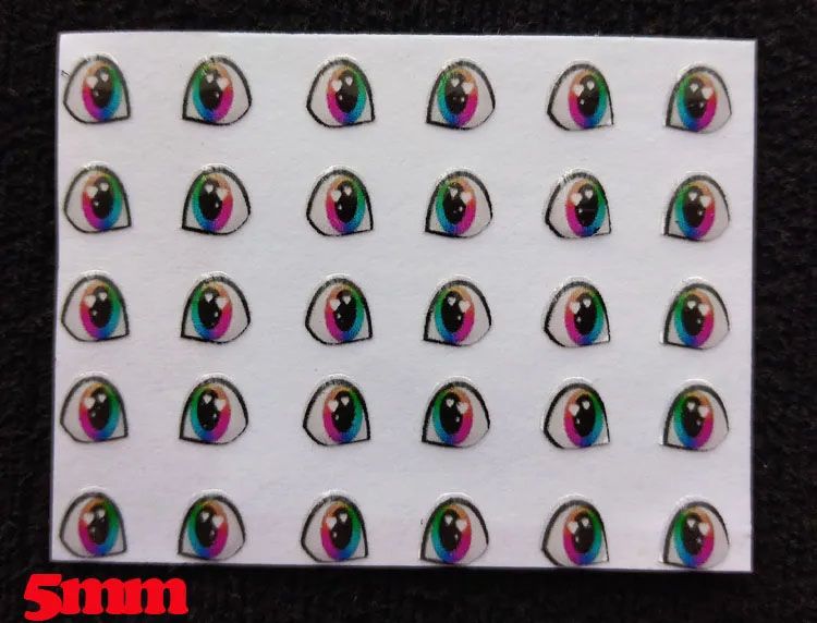 Ojos adhesivos multicolor 5mm sticker para tela foami pasta fría