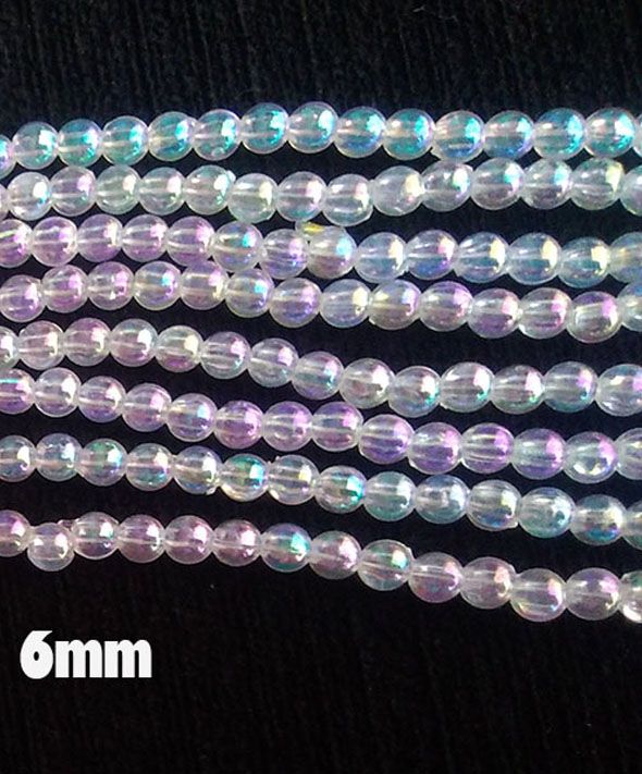 Perlas Transparentes Tornasol Pasante Espaciador Boreal de 6mm