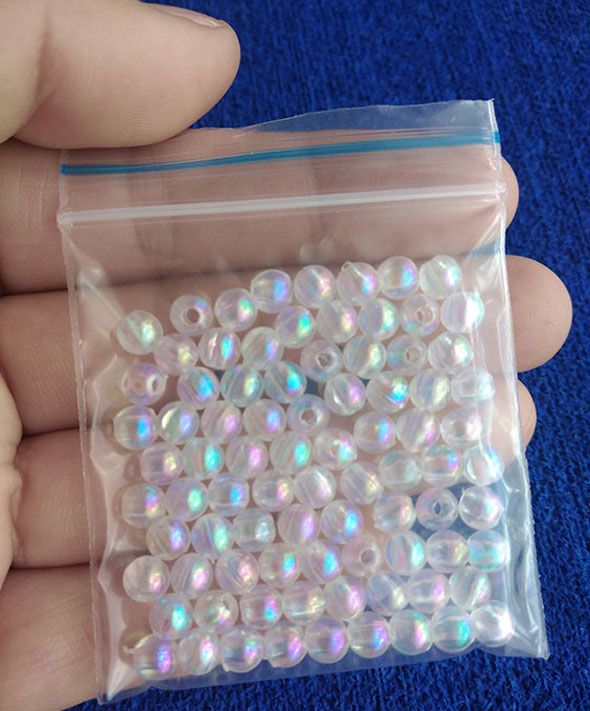 Perla transparente tornasol pasante Bola de 3mm para joyas