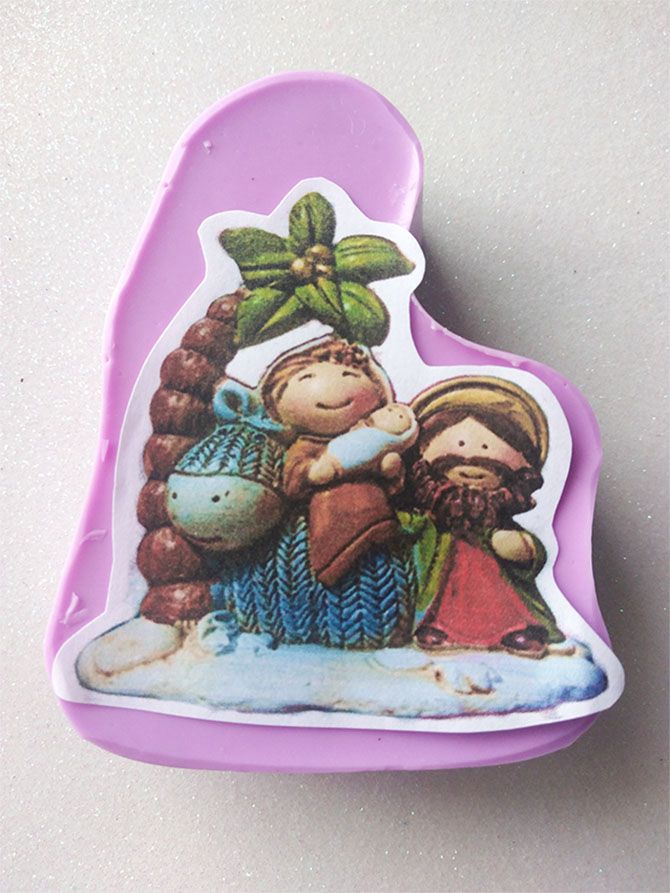 Molde Silicona Palmera con Pesebre Sagrada Familia Jesús Maria y José Nacimiento