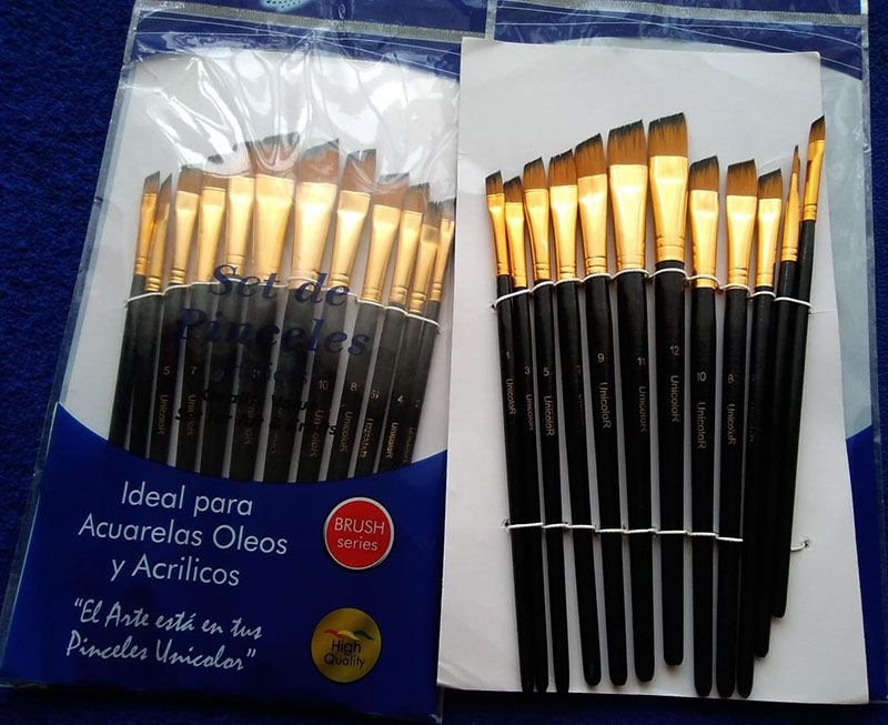 Set Pincel sintetico punta quemada para artes y manualidades 12pz