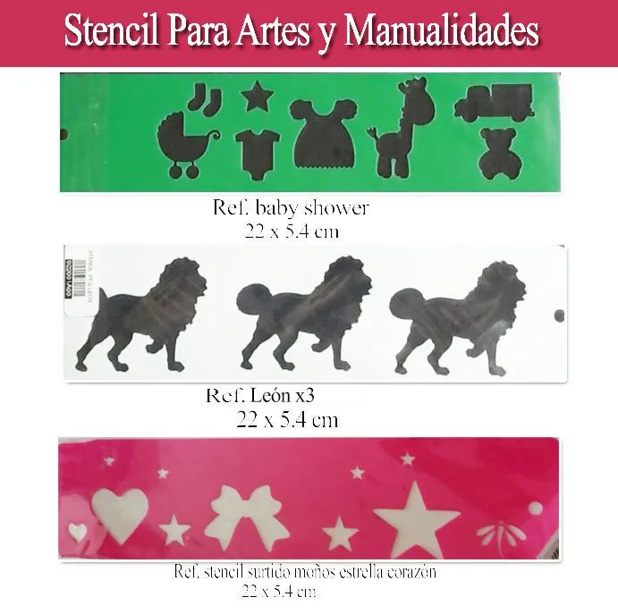 Stencil para artes y manualidades formas de baby shower León selva