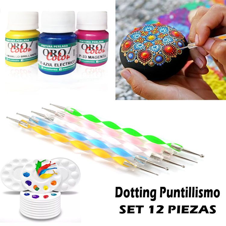Kit herramientas para dotting puntillismo con pintura acrilicas