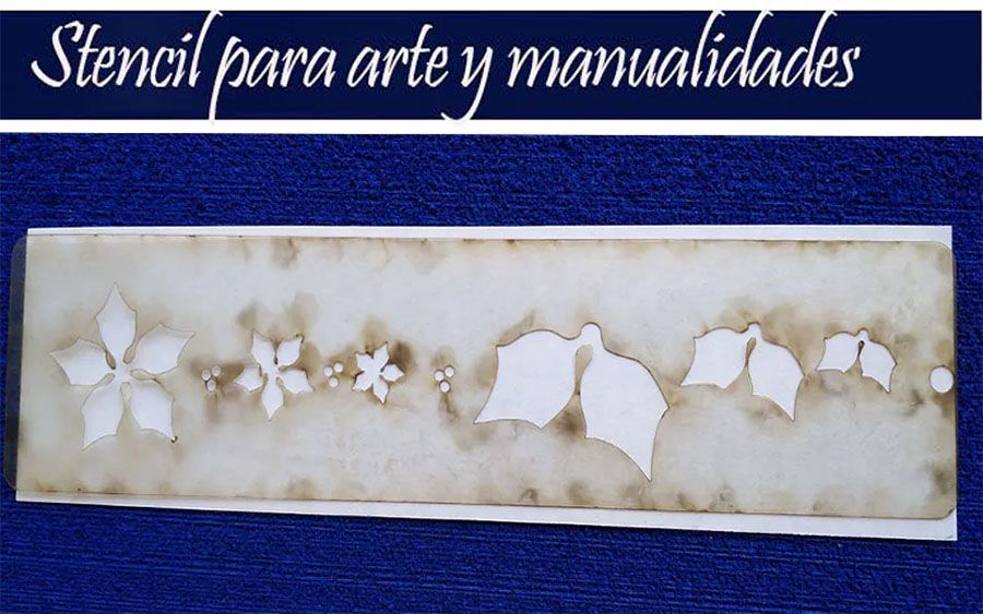 Stencil Plantilla hojas flores Navidad Para Artes y Manualidad 1pz