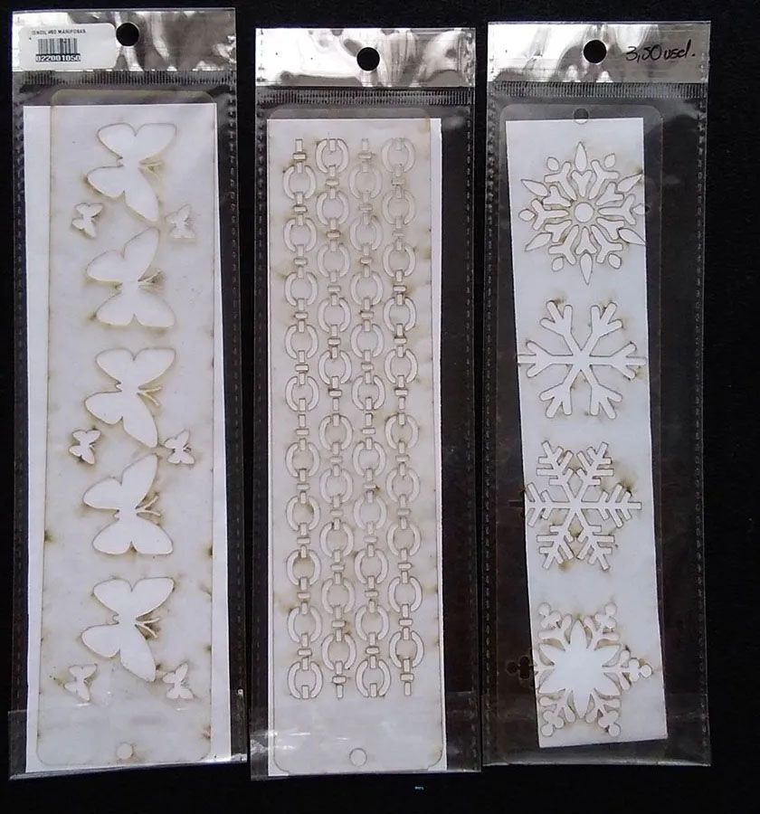 Stencil para manualidades mariposa cadenas y copo de nieve