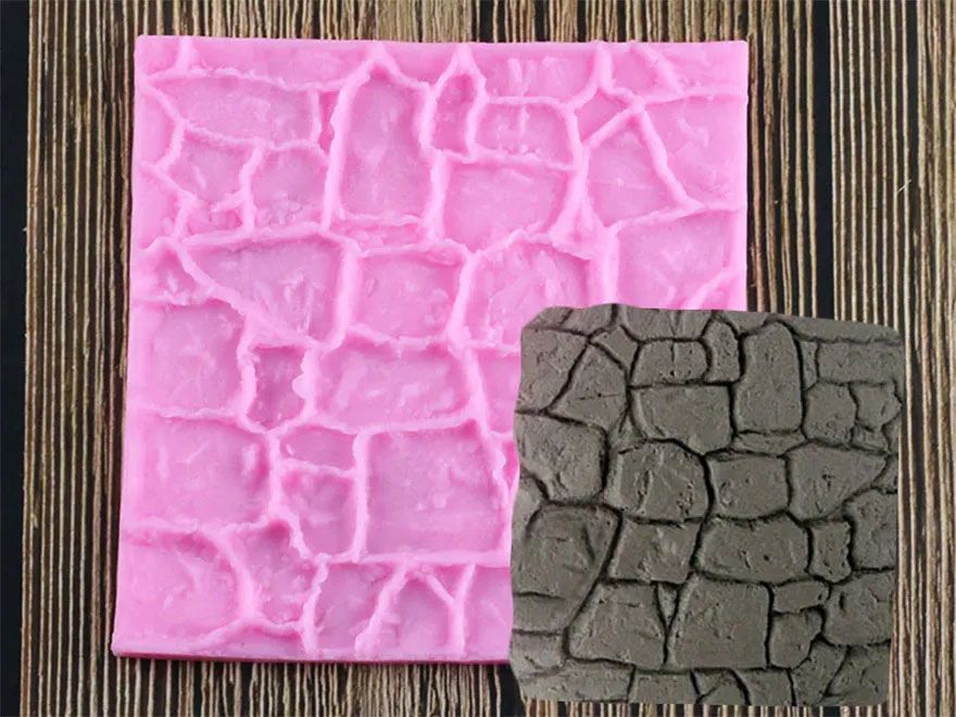 Molde silicona textura piedra con grietas para fondant muffin cupcake