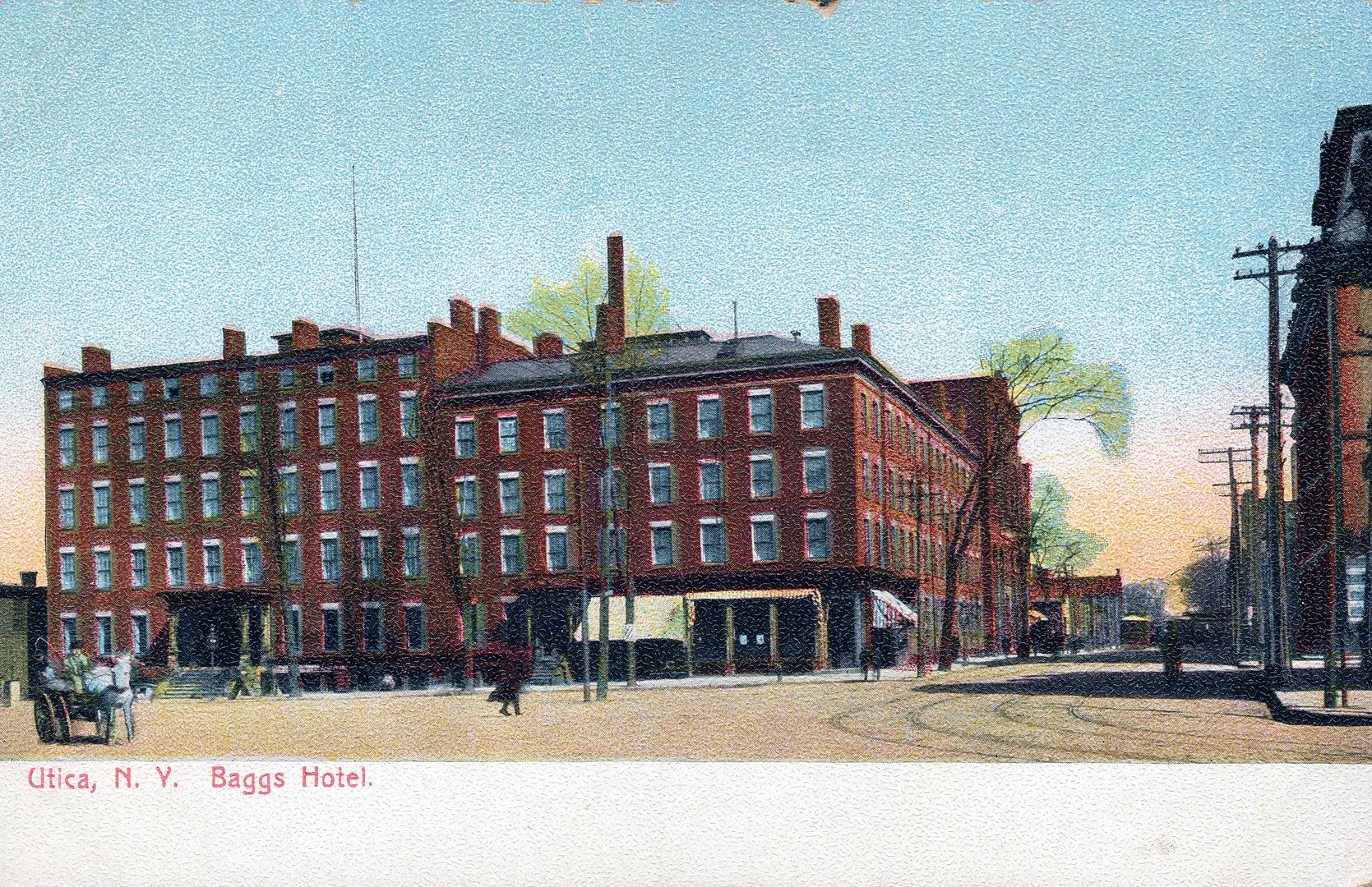 UTICA NY - Baggs Hotel Postcard - udb (pre 1908) - Picture 1 of 2