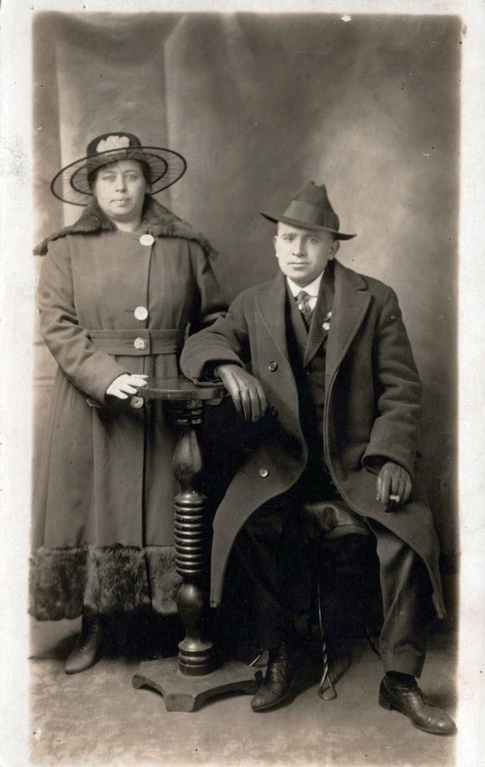 Couple Wearing Overcoats And Hats Real Photo Postcard rppc - Picture 1 of 2