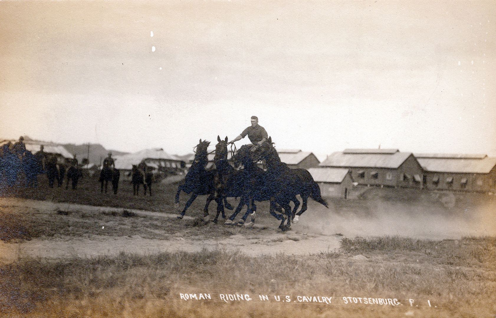 FORT STOTSENBURG - U.S. Cavalry Roman Riding RPPC- Camp Stotsenburg -Philippines - Picture 1 of 2