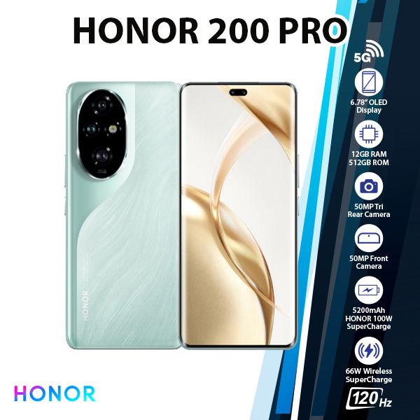 HONOR 200 Pro 5G Android Cell Phone (Ocean Cyan/12GB+512GB/Dual