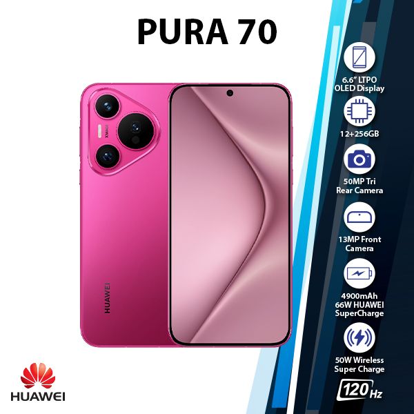 Huawei Pura 70 Android Mobile Phone (Pink/12GB+256GB/Dual