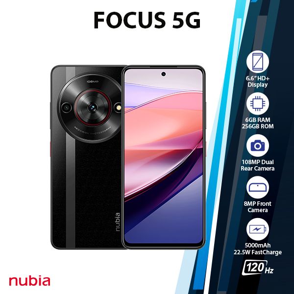 ZTE nubia Focus 5G Android Mobile Phone (Black/6GB+256GB/Dual SIM