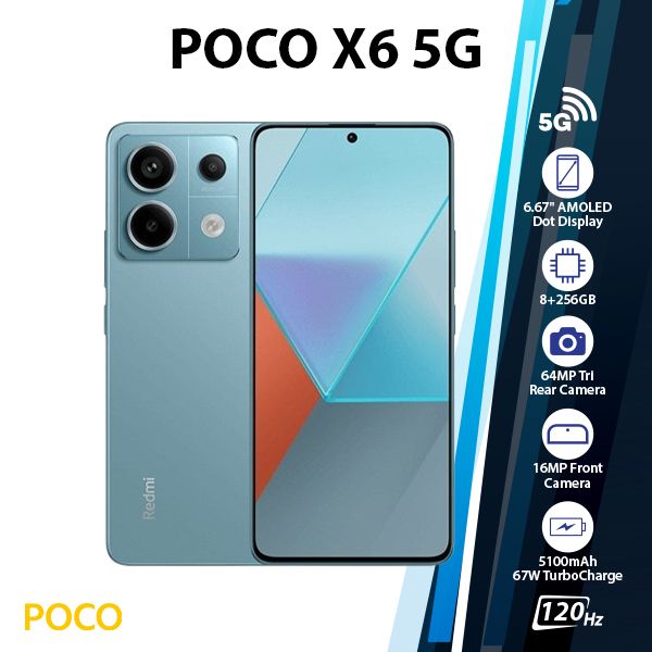 Xiaomi POCO X6 5G Android Mobile Phone (Blue, 8GB+256GB