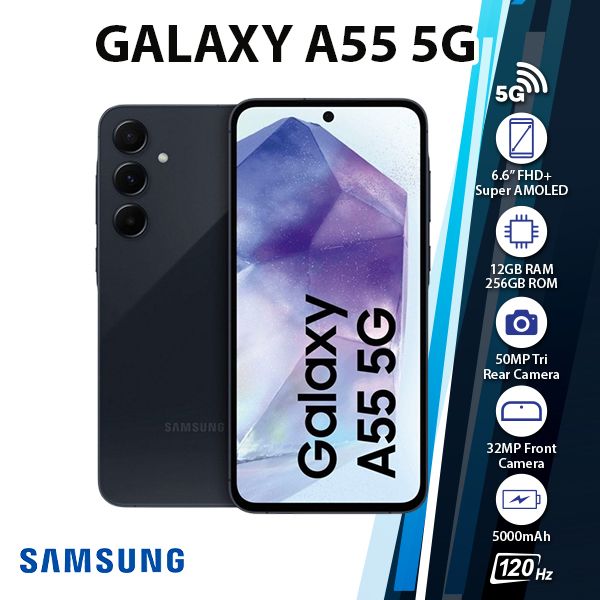 Samsung Galaxy A55 5G Android Cell Phone (Navy, 12GB+256GB