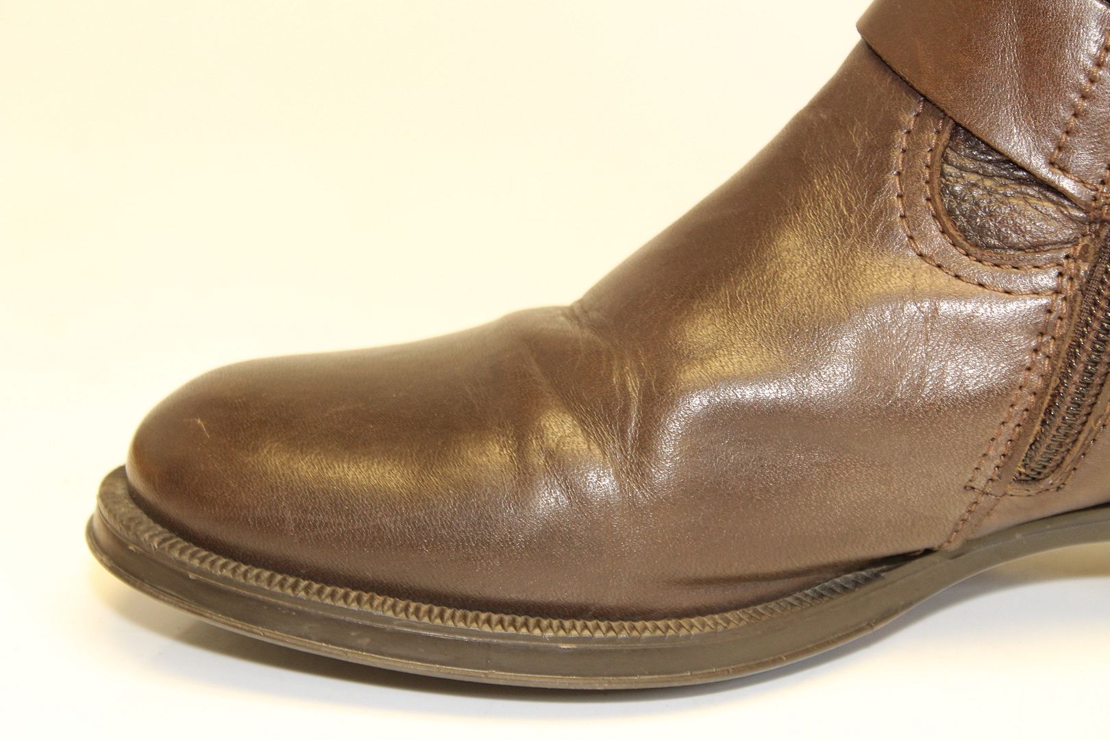 Aldo Womens Size 7.5 38 Natural Leather Tall Zip Ankle