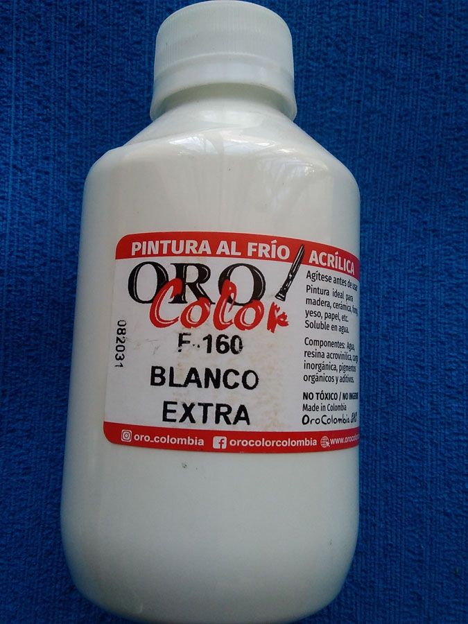 Pintura Blanco Extra acrílico al frío 250ml para arte y manualidades