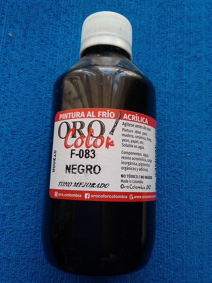 Pintura artística acrílico al frío Negro Extra 250ml para arte y manua
