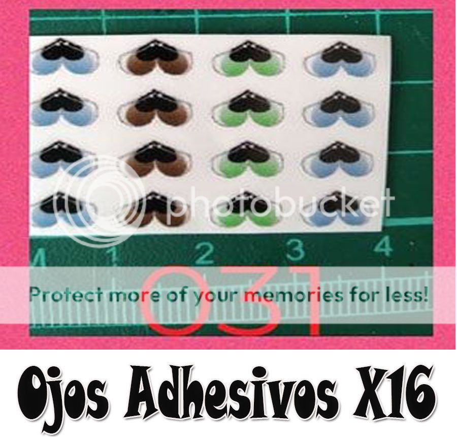 Blister Ojos adhesivos #31 resinados para muñecos 16pz