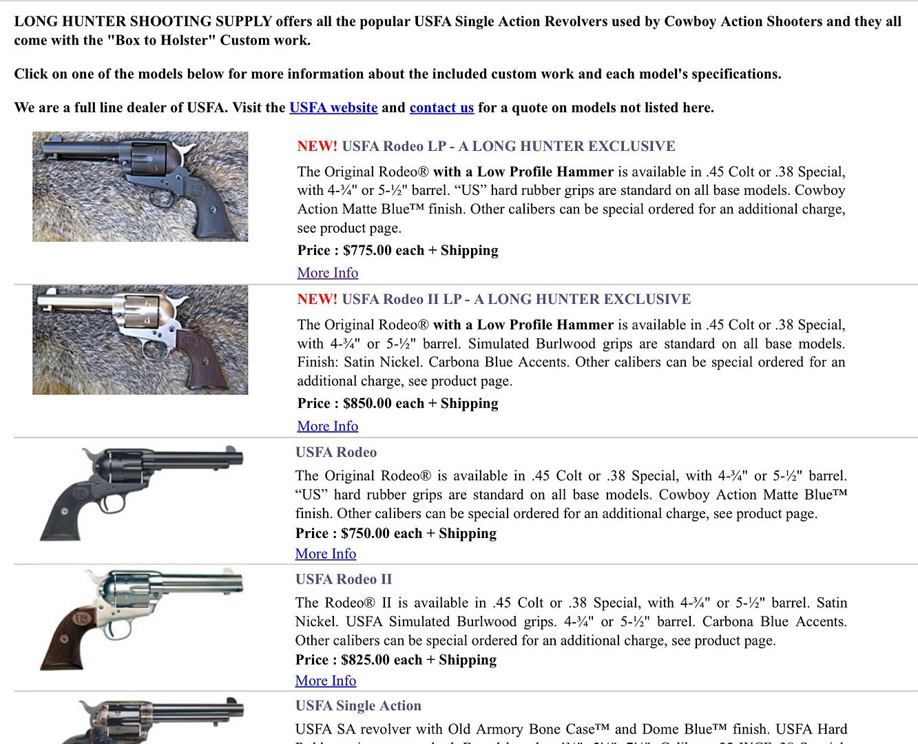Long Hunter Rodeo's, the Ultimate (USFA) SA revolvers? | Colt Forum