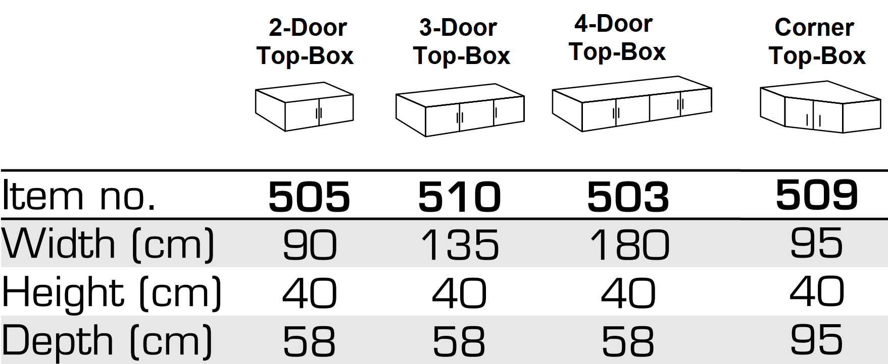 space top box dimensions