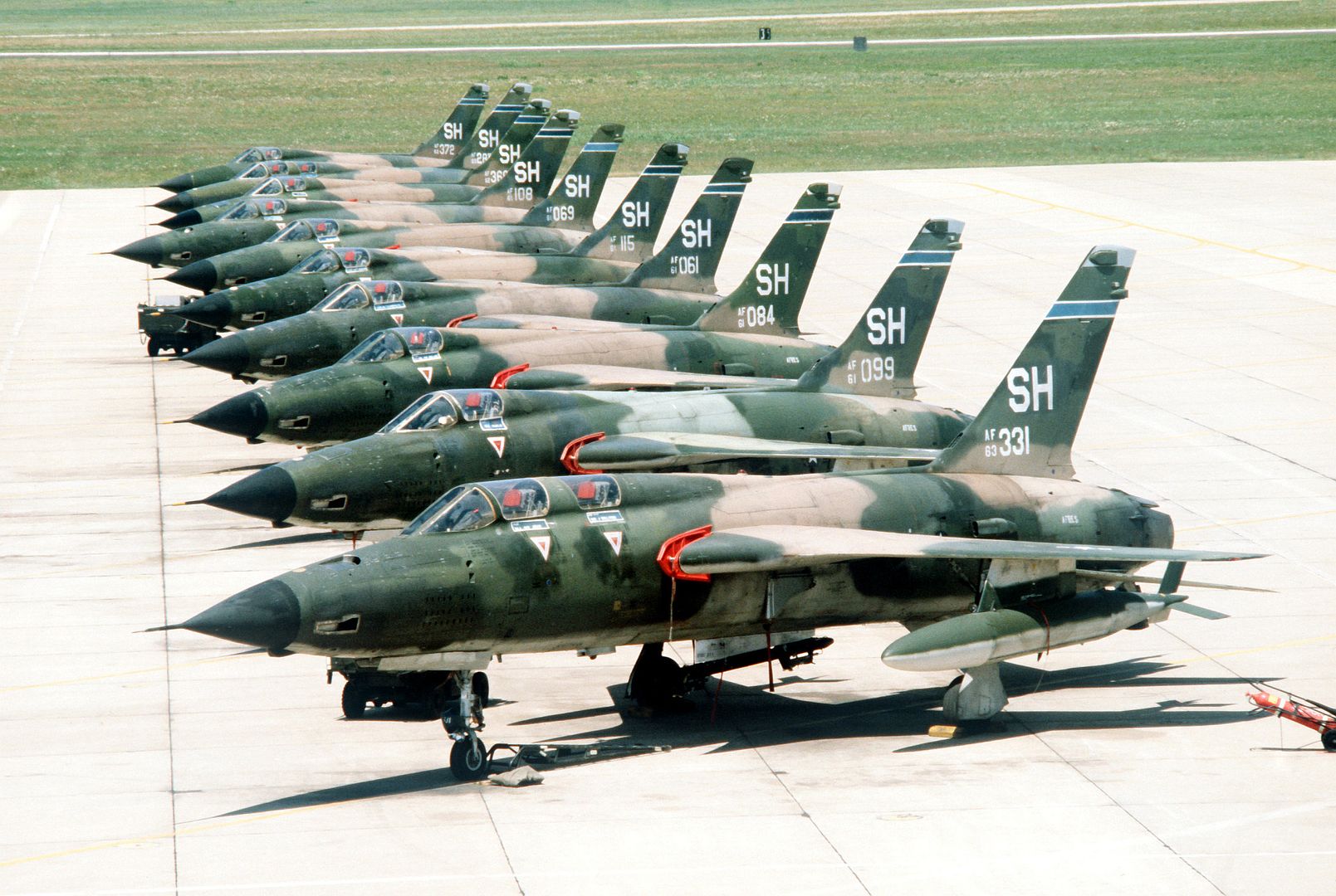 105 Thunderchief Aircraft Parked On The Flight Line