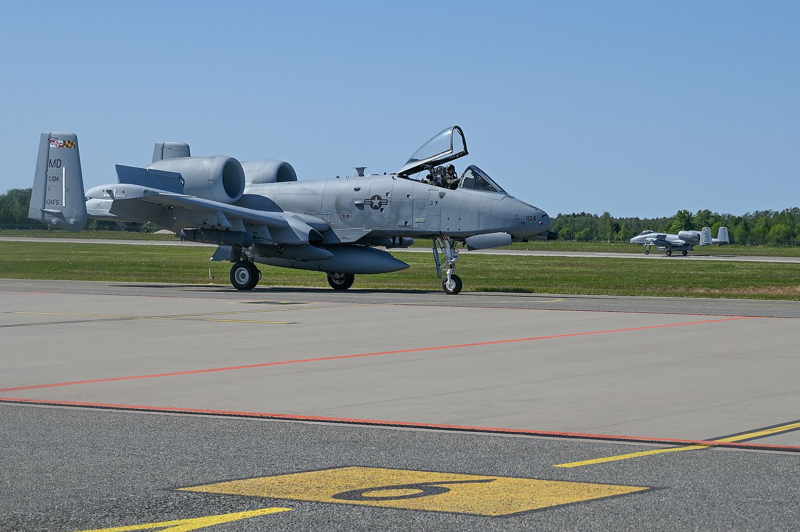 10C Thunderbolt II Aircraft Assigned To The 104th Fighter Squadron 175th Wing Maryland National Guard Taxis After Arriving At Amari Air Base Estonia 10C Thunderbolt II Aircraft Assigned To The 104th Fighter Squadron 175th Wing Maryland National Guard Taxis After Arriving At Amari Air Base Estonia
