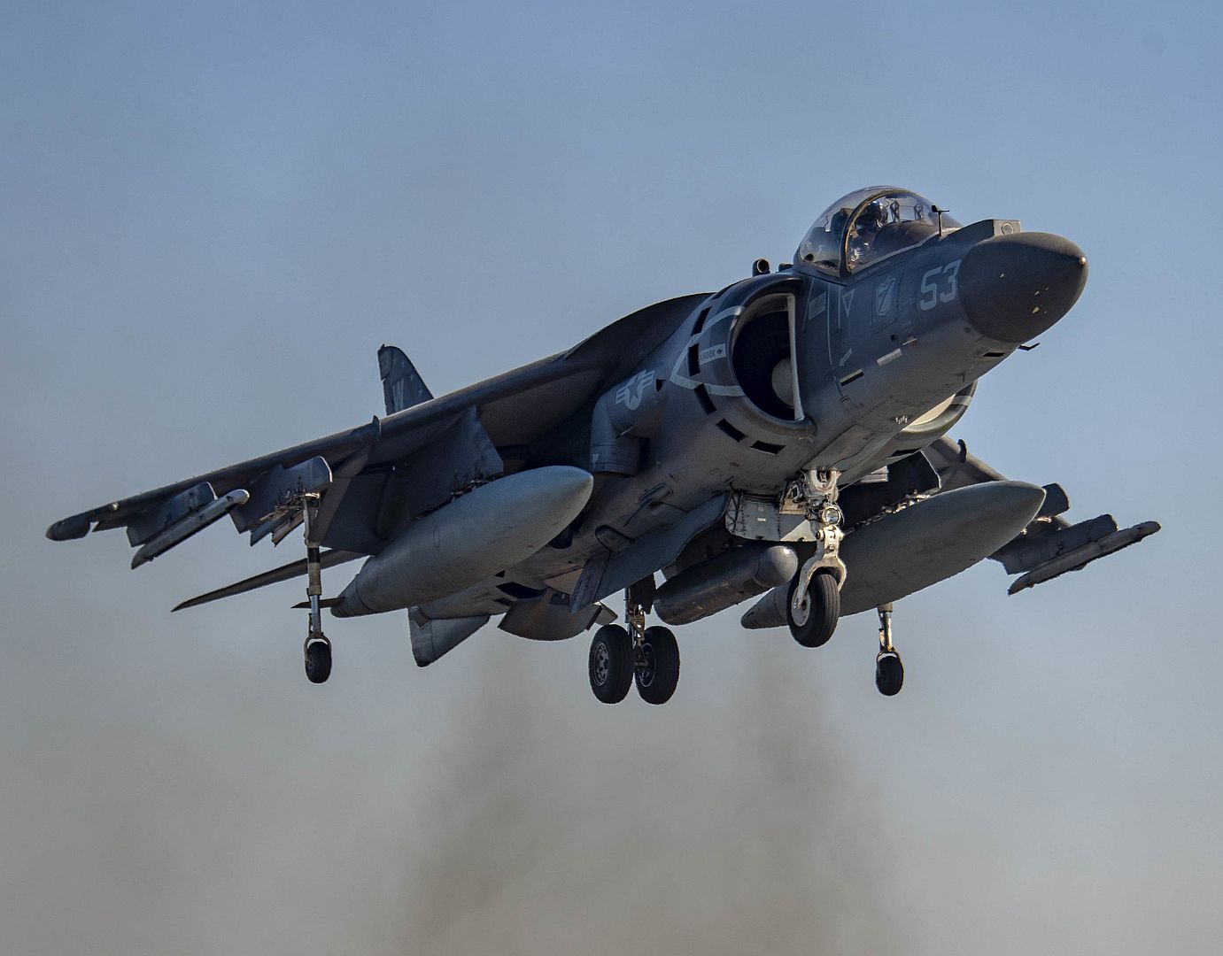 8B Harrier Attached To Marine Attack Squadron 214 11th Marine Expeditionary Unit As It Lands On The Flight Deck Of The Amphibious Assault Ship USS Essex
