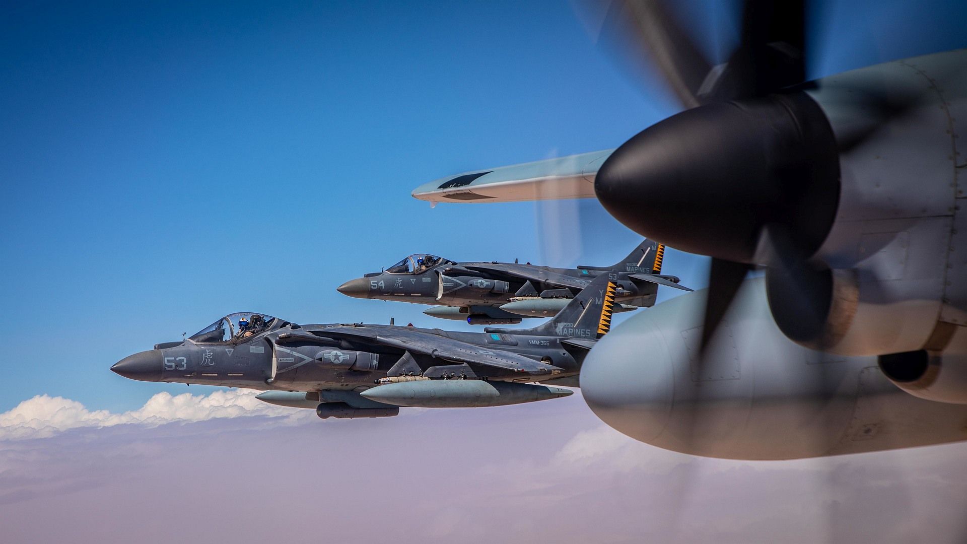 AV8B Harrier Assigned To The 26th Marine Expeditionary Unit Prepares To Conduct An Aerial Refuel From A KC 130J Super Hercules 1 AV8B Harrier Assigned To The 26th Marine Expeditionary Unit Prepares To Conduct An Aerial Refuel From A KC 130J Super Hercules 1