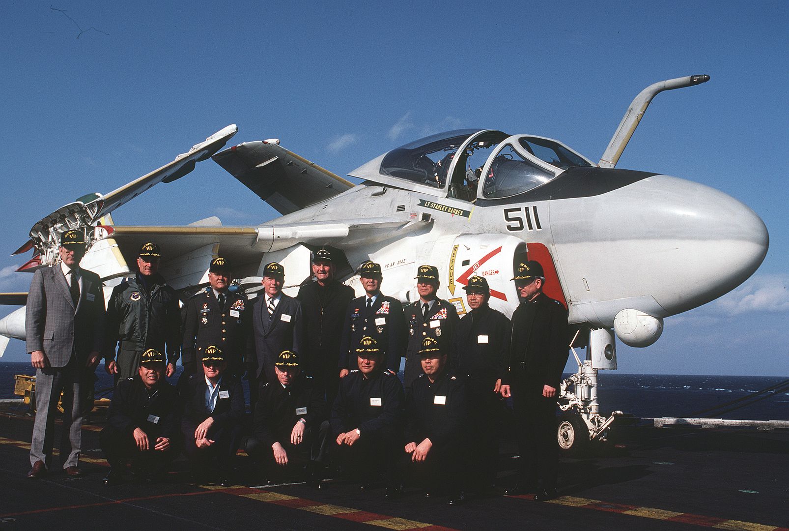 A 6E Intruder Aircraft With Distinguished Korean Military Personnel And Other VIPs Aboard The Aircraft Carrier USS MIDWAY