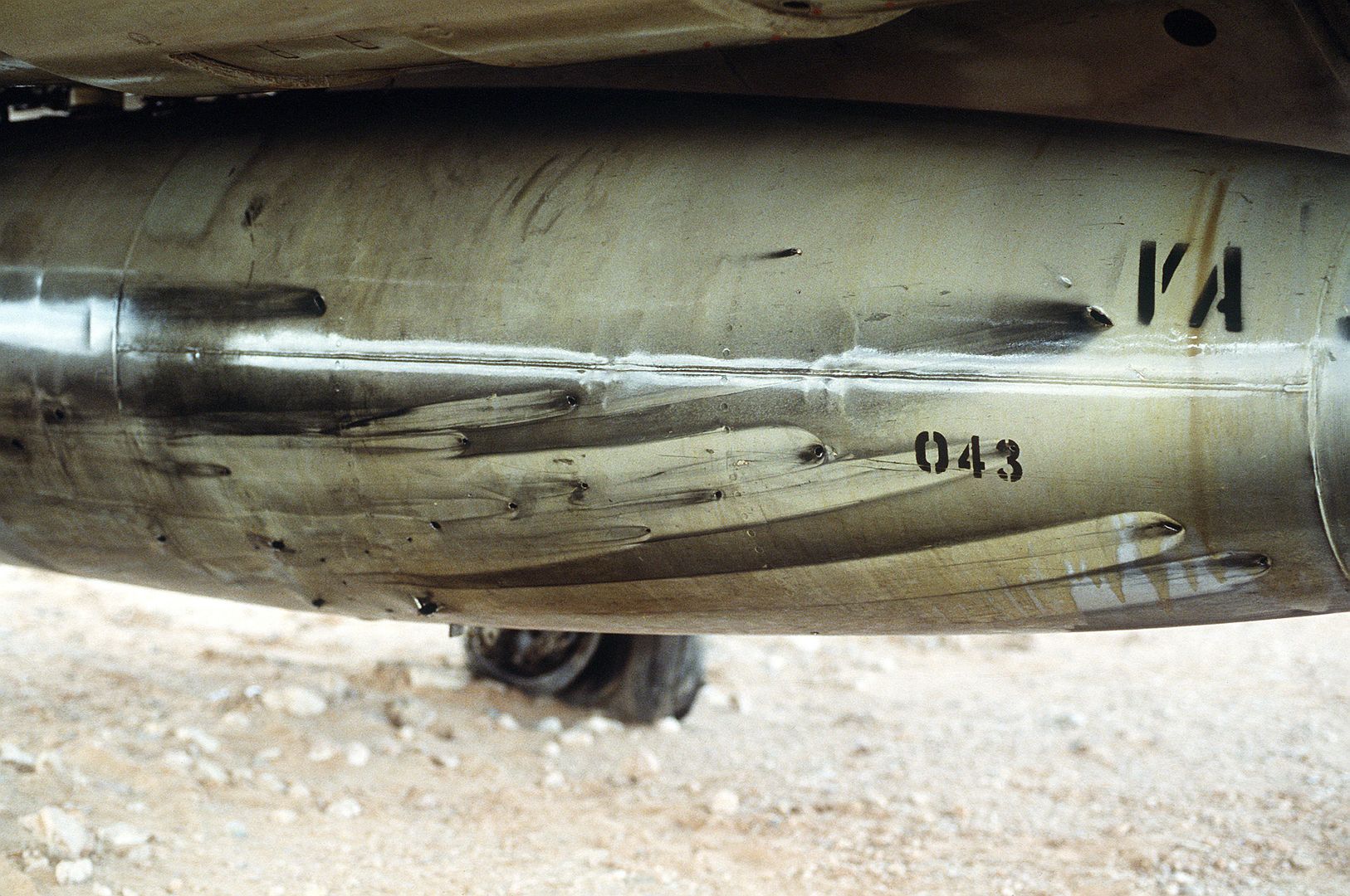 A 6E Intruder Attack Aircraft From Attack Squadron 35 Deployed From The Aircraft Carrier USS SARATOGA Shows Battle Damage From A Mission At The Start Of Operation Desert Storm 5