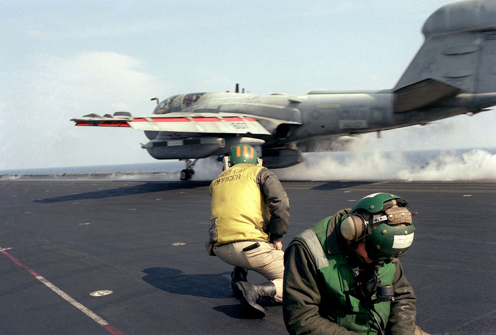 6B Prowler Aircraft Is Launched From The Aircraft Carrier USS SARATOGA