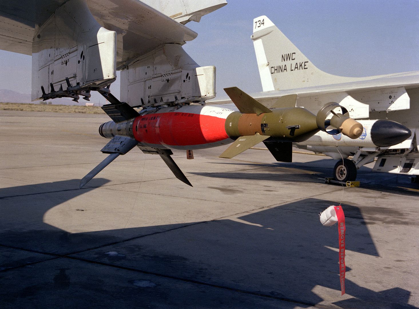 A Close Up View Of A Skipper II Laser Guided Bomb Mounted On The Wing Of An A 6 Intruder Aircraft