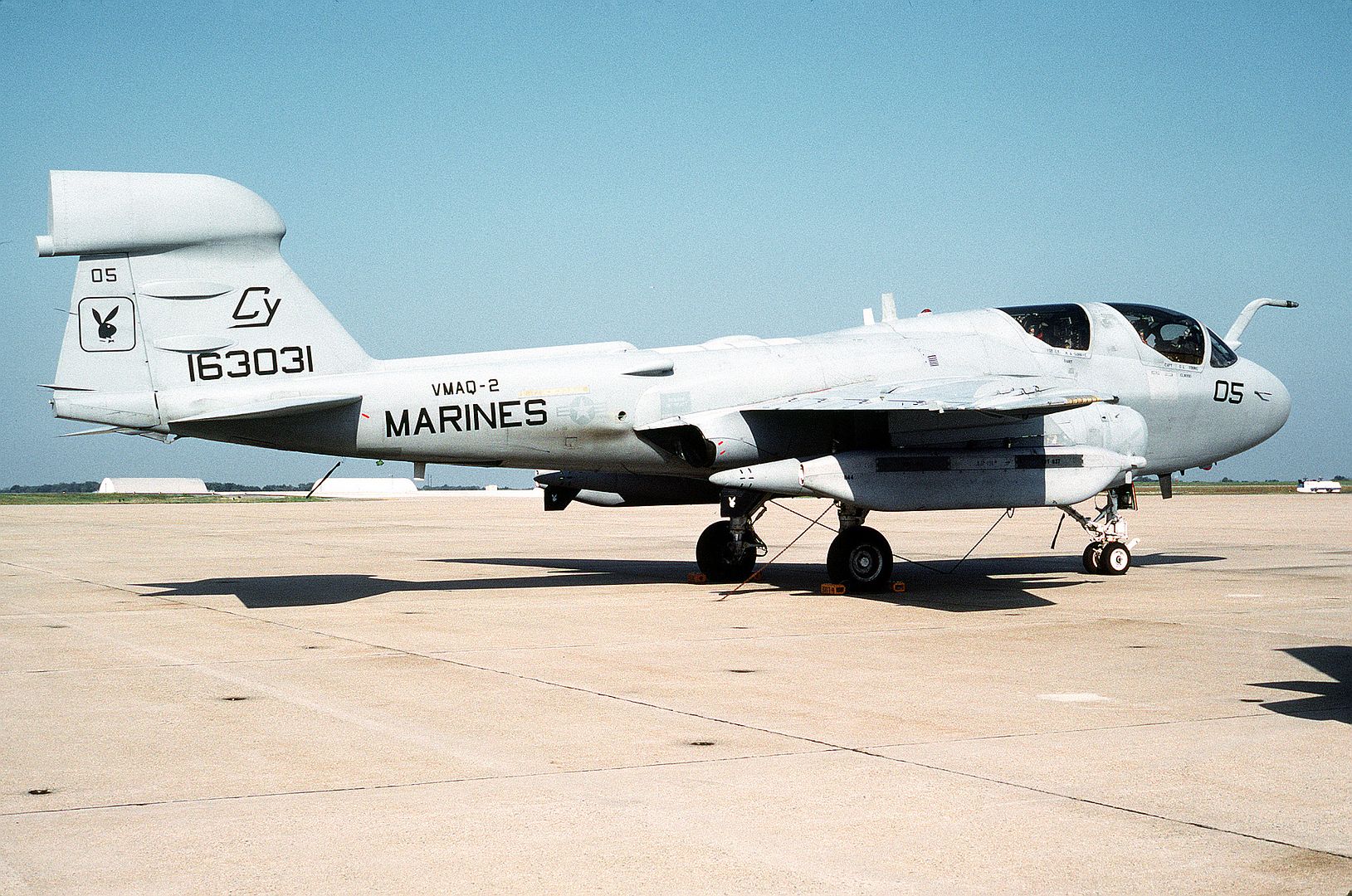 6B Prowler Aircraft Of Marine Tactical Electronic Warfare Squadron 2 Of Marine Air Group Two Parked On The Flight Line
