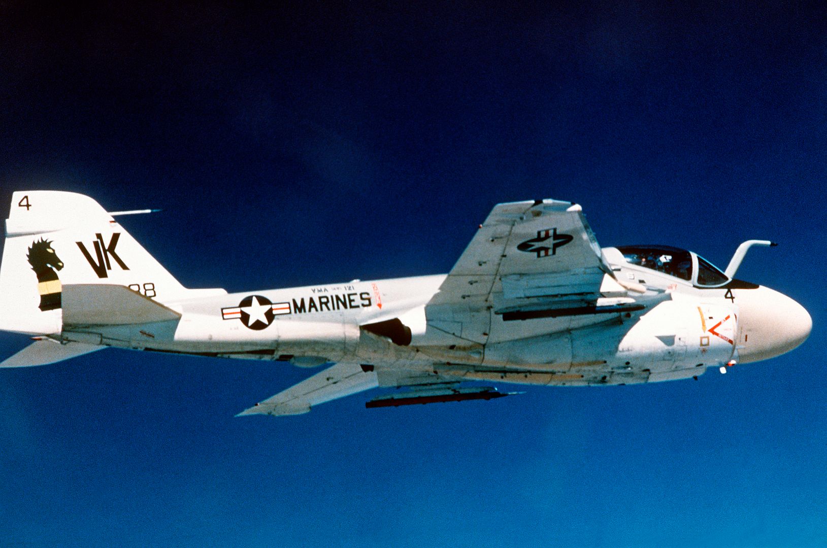 A Right Side View Of A Marine A 6 Intruder Aircraft Equipped With Part Of The Defense Meteorological Satellite Program System