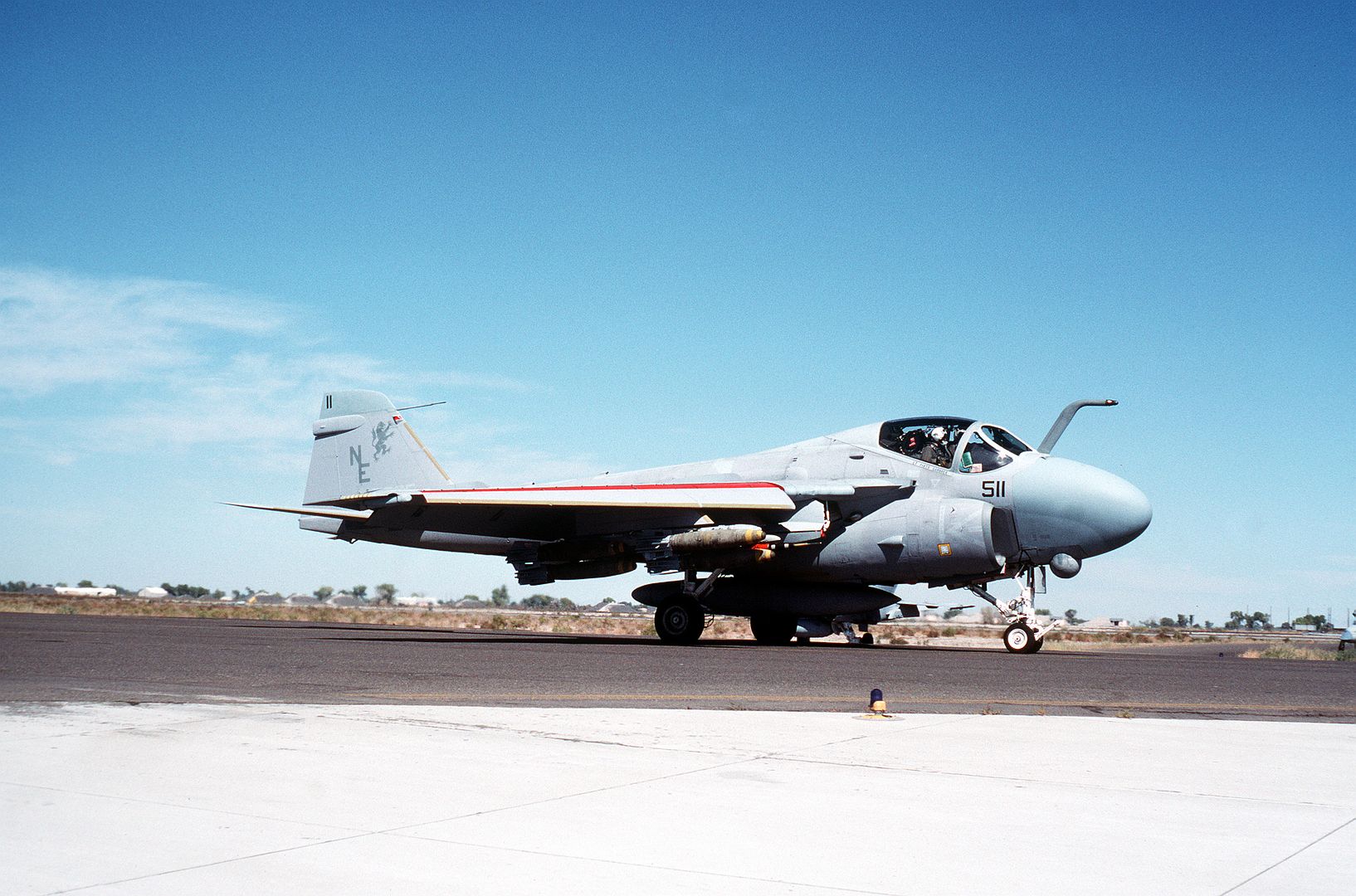 A Right Side View Of An A 6E Intruder Aircraft Preparing For Takeoff