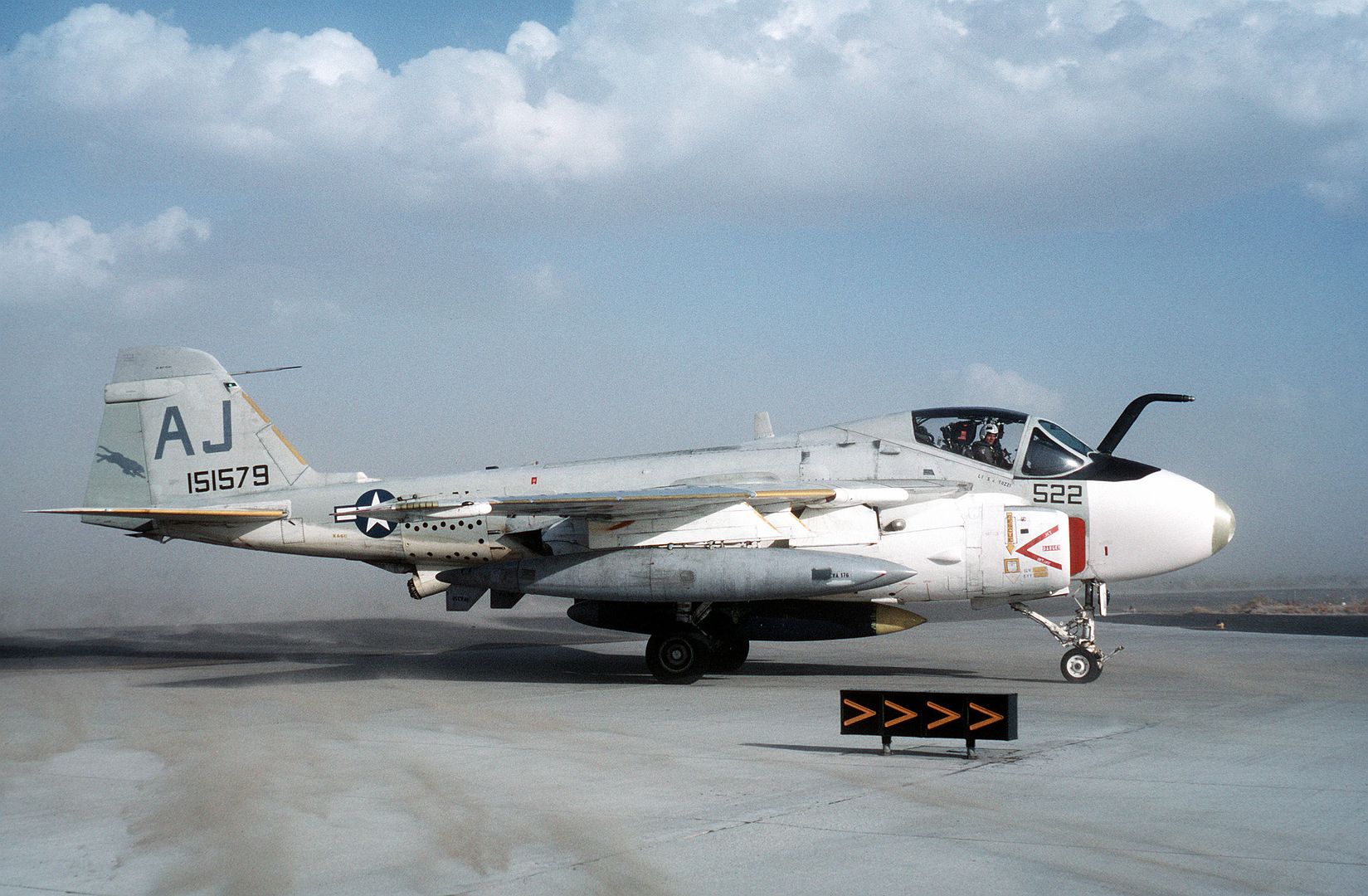 A Right Side View Of An Attack Squadron 176 KA 6D Intruder Aircraft Equipped For Refueling Operations Preparing For Takeoff