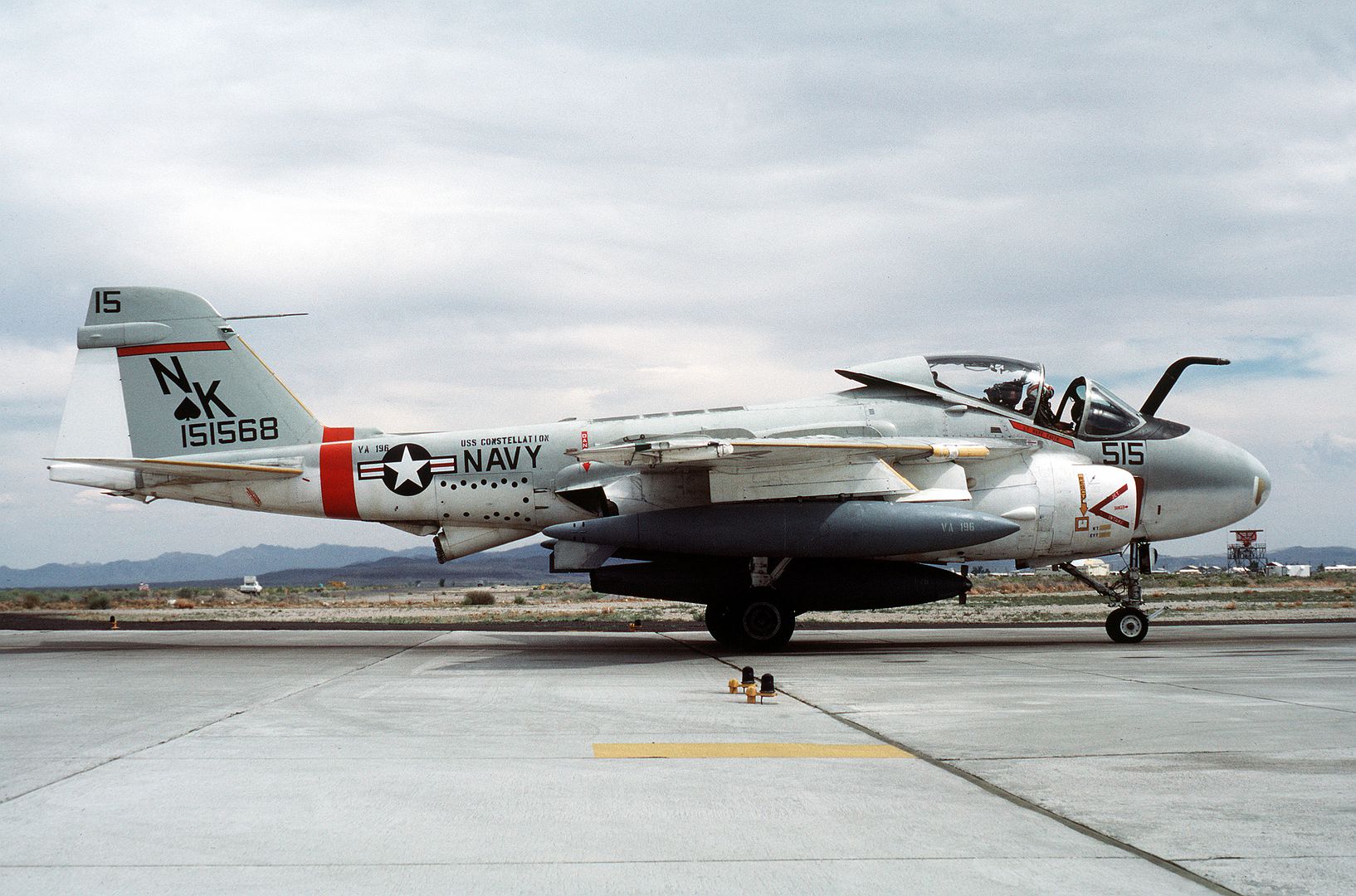 A Right Side View Of An Attack Squadron 196 KA 6D Intruder Aircraft Preparing For Takeoff