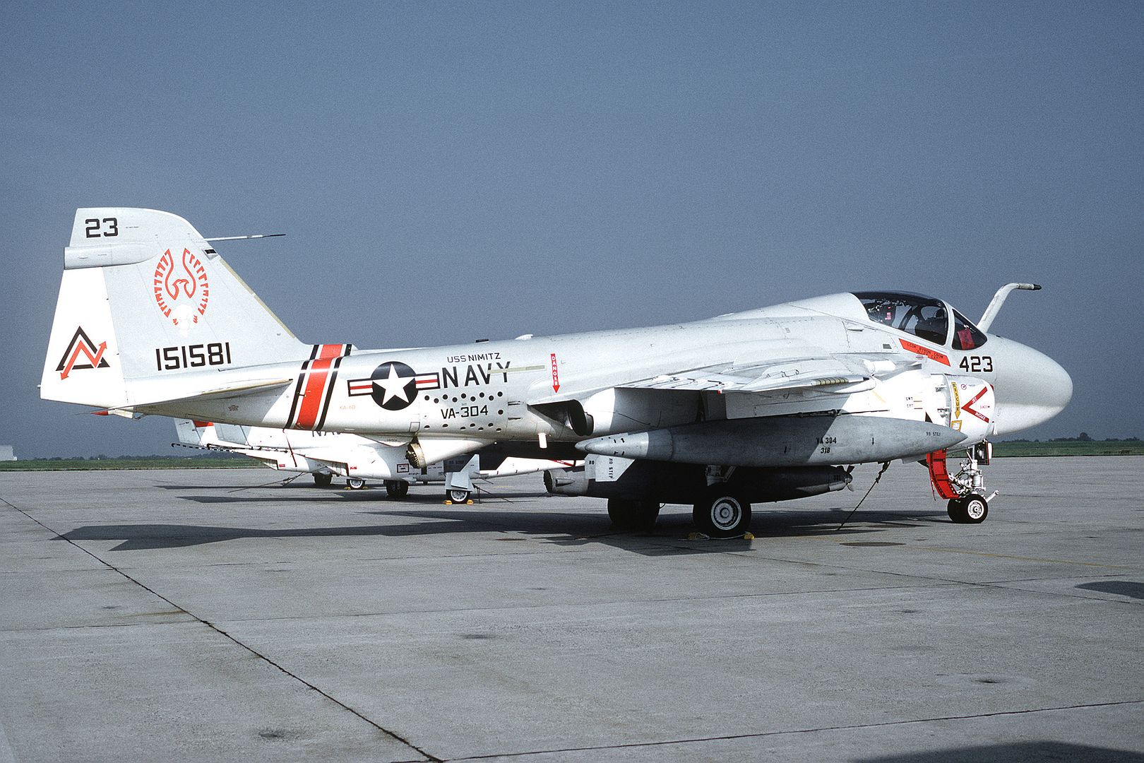 A Right Side View Of An Attack Squadron 304 KA 6D Intruder Aircraft Parked On The Flight Line